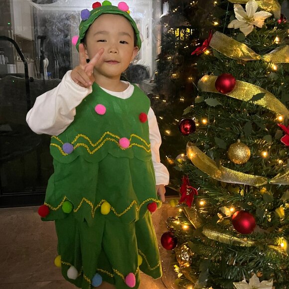 Children's Christmas Costume Set - Christmas Tree Design, Green - Picture 3 of 10